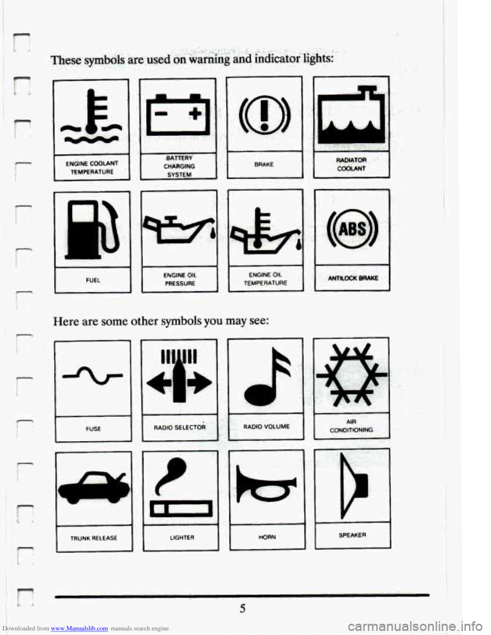 CADILLAC ELDORADO 1994 10.G User Guide Downloaded from www.Manualslib.com manuals search engine r
t t.
i
i
r
r
r
r
r
r
r
I FUEL I
ENGINE OIL TEMPERATURE
Here .are some other symbols you may see:
3L
.- - I I SPEAKER
f . . CADILLAC ELDORADO 1994 10.G User Guide Downloaded from www.Manualslib.com manuals search engine r
t t.
i
i
r
r
r
r
r
r
r
I FUEL I
ENGINE OIL TEMPERATURE
Here .are some other symbols you may see:
3L
.- - I I SPEAKER
f . .