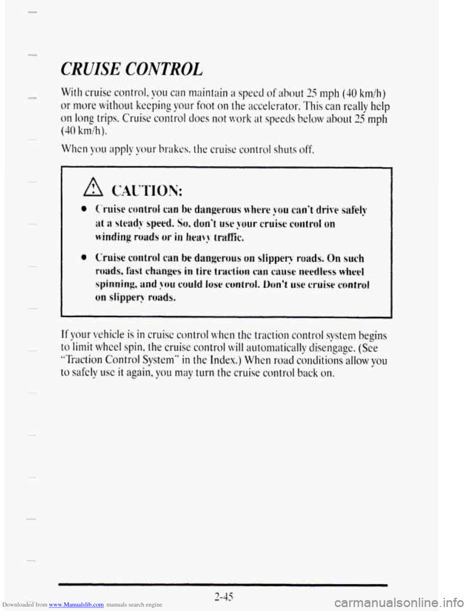 CADILLAC DEVILLE 1995 7.G Owners Manual Downloaded from www.Manualslib.com manuals search engine CRUISE CONTROL   