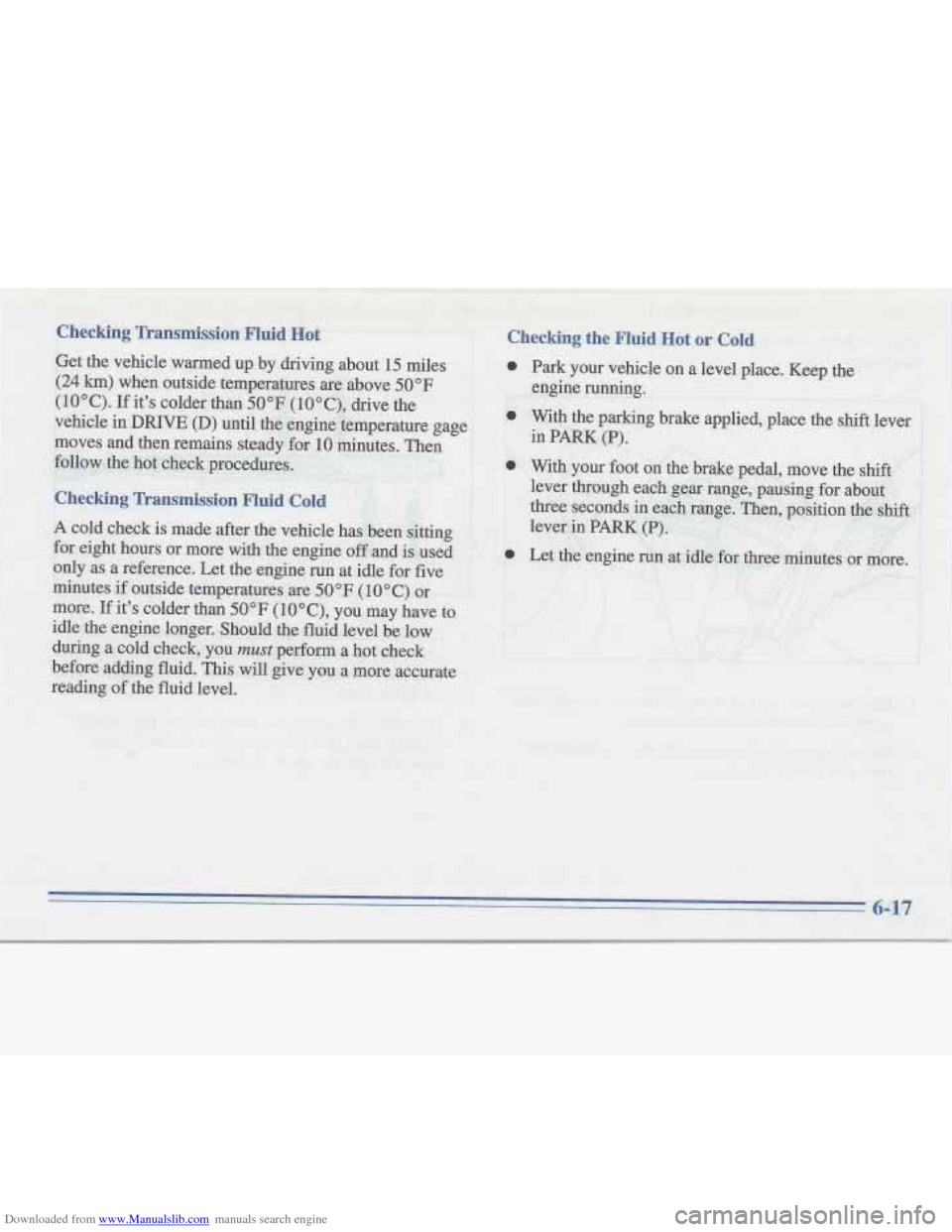 CADILLAC FLEETWOOD 1996 2.G Owners Manual Downloaded from www.Manualslib.com manuals search engine   