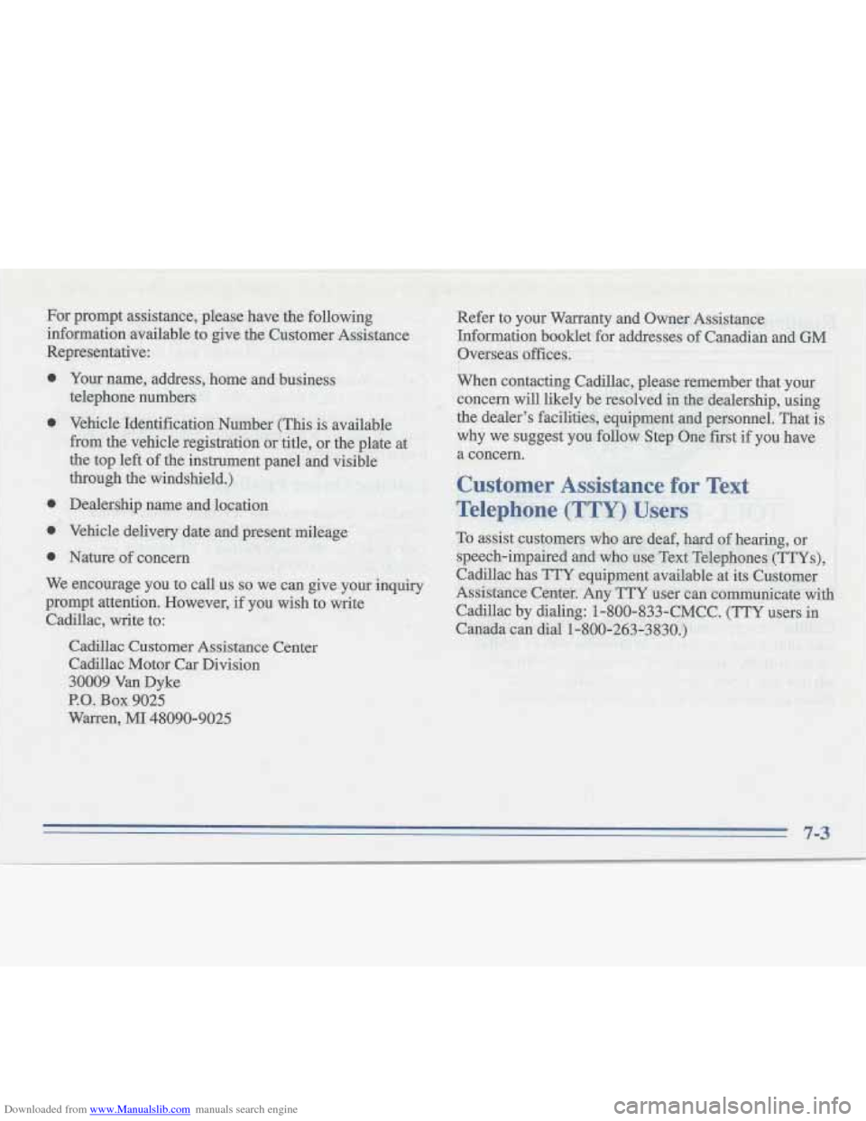 CADILLAC FLEETWOOD 1996 2.G Owners Manual Downloaded from www.Manualslib.com manuals search engine   