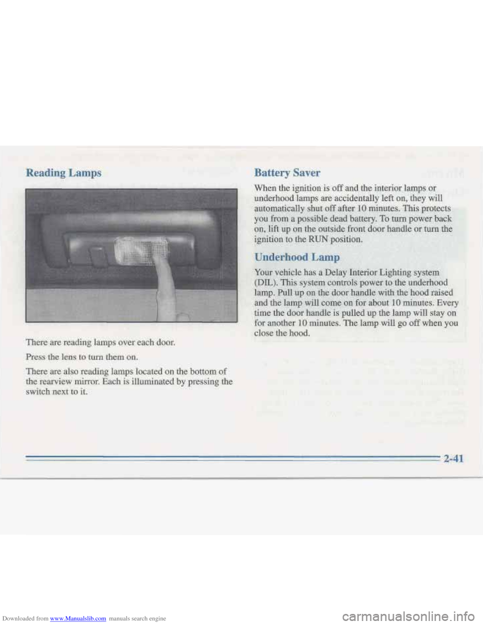 CADILLAC FLEETWOOD 1996 2.G Owners Manual Downloaded from www.Manualslib.com manuals search engine I I
I I CADILLAC FLEETWOOD 1996 2.G Owners Manual Downloaded from www.Manualslib.com manuals search engine I I
I I