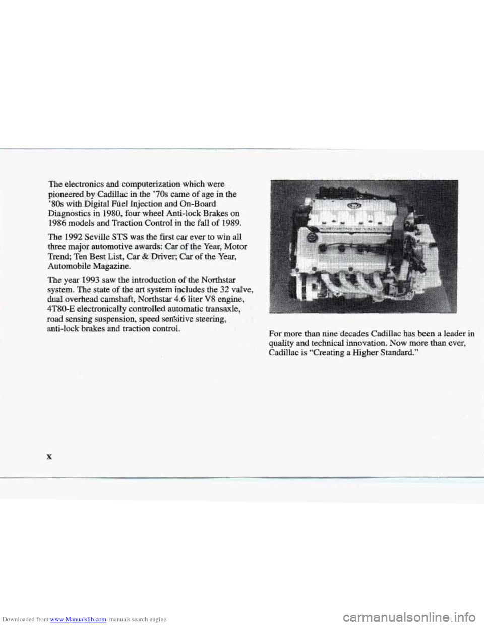 CADILLAC ELDORADO 1997 10.G Owners Manual Downloaded from www.Manualslib.com manuals search engine The electronics and computerization  which- were 
pioneered 
by Cadillac in the ’70s came of age  in the 
’80s with  Digital F~el Injection