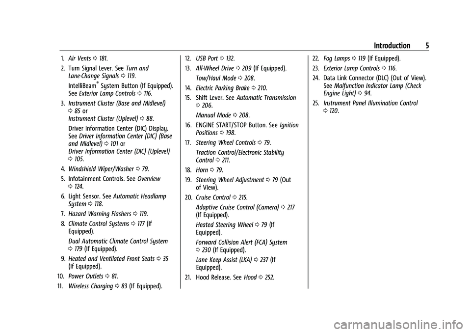 CHEVROLET EQUINOX 2021  Owners Manual Chevrolet Equinox Owner Manual (GMNA-Localizing-U.S./Canada/Mexico-
14420010) - 2021 - CRC - 11/10/20
Introduction 5
1.Air Vents 0181.
2. Turn Signal Lever. See Turn and
Lane-Change Signals 0119.
Inte