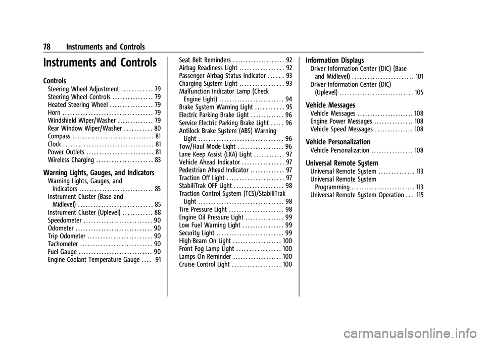 CHEVROLET EQUINOX 2021 Owners Manual Chevrolet Equinox Owner Manual (GMNA-Localizing-U.S./Canada/Mexico-
14420010) - 2021 - CRC - 11/12/20
78 Instruments and Controls
Instruments and Controls
Controls
Steering Wheel Adjustment . . . . . CHEVROLET EQUINOX 2021 Owners Manual Chevrolet Equinox Owner Manual (GMNA-Localizing-U.S./Canada/Mexico-
14420010) - 2021 - CRC - 11/12/20
78 Instruments and Controls
Instruments and Controls
Controls
Steering Wheel Adjustment . . . . .