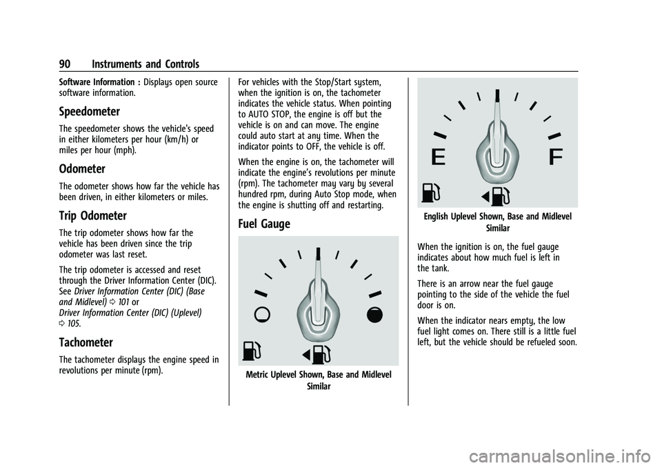 CHEVROLET EQUINOX 2021  Owners Manual Chevrolet Equinox Owner Manual (GMNA-Localizing-U.S./Canada/Mexico-
14420010) - 2021 - CRC - 11/12/20
90 Instruments and Controls
Software Information :Displays open source
software information.
Speed