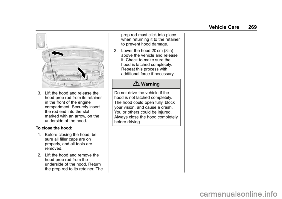 CHEVROLET EQUINOX 2020 Owners Manual Chevrolet Equinox Owner Manual (GMNA-Localizing-U.S./Canada/Mexico-
13555863) - 2020 - CRC - 8/2/19
Vehicle Care 269
3. Lift the hood and release thehood prop rod from its retainer
in the front of the CHEVROLET EQUINOX 2020 Owners Manual Chevrolet Equinox Owner Manual (GMNA-Localizing-U.S./Canada/Mexico-
13555863) - 2020 - CRC - 8/2/19
Vehicle Care 269
3. Lift the hood and release thehood prop rod from its retainer
in the front of the