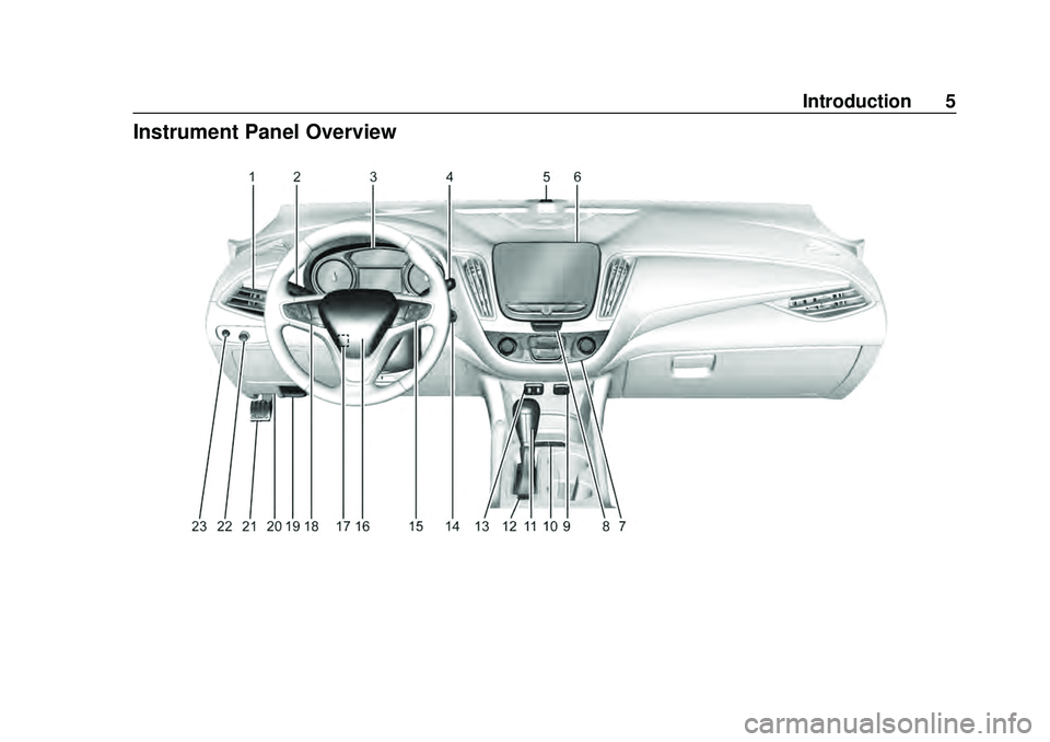 CHEVROLET MALIBU 2020 Owners Manual Chevrolet Malibu Owner Manual (GMNA-Localizing-U.S./Canada/Mexico-
13555849) - 2020 - CRC - 8/16/19
Introduction 5
Instrument Panel Overview CHEVROLET MALIBU 2020 Owners Manual Chevrolet Malibu Owner Manual (GMNA-Localizing-U.S./Canada/Mexico-
13555849) - 2020 - CRC - 8/16/19
Introduction 5
Instrument Panel Overview