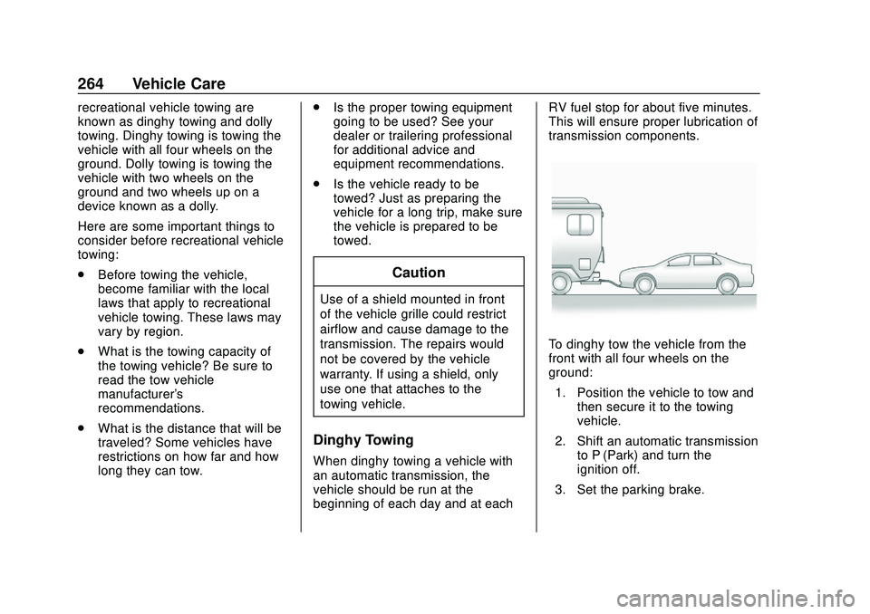 CHEVROLET SONIC 2020 Owners Manual Chevrolet Sonic Owner Manual (GMNA-Localizing-U.S./Canada-13566834) -
2020 - CRC - 10/4/19
264 Vehicle Care
recreational vehicle towing are
known as dinghy towing and dolly
towing. Dinghy towing is to CHEVROLET SONIC 2020 Owners Manual Chevrolet Sonic Owner Manual (GMNA-Localizing-U.S./Canada-13566834) -
2020 - CRC - 10/4/19
264 Vehicle Care
recreational vehicle towing are
known as dinghy towing and dolly
towing. Dinghy towing is to