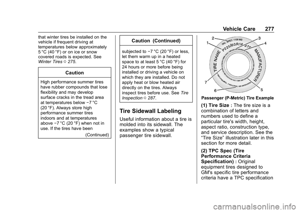 CHEVROLET CAMARO 2019 Owners Manual Chevrolet Camaro Owner Manual (GMNA-Localizing-U.S./Canada/Mexico-
12461811) - 2019 - crc - 11/5/18
Vehicle Care 277
that winter tires be installed on the
vehicle if frequent driving at
temperatures b CHEVROLET CAMARO 2019 Owners Manual Chevrolet Camaro Owner Manual (GMNA-Localizing-U.S./Canada/Mexico-
12461811) - 2019 - crc - 11/5/18
Vehicle Care 277
that winter tires be installed on the
vehicle if frequent driving at
temperatures b