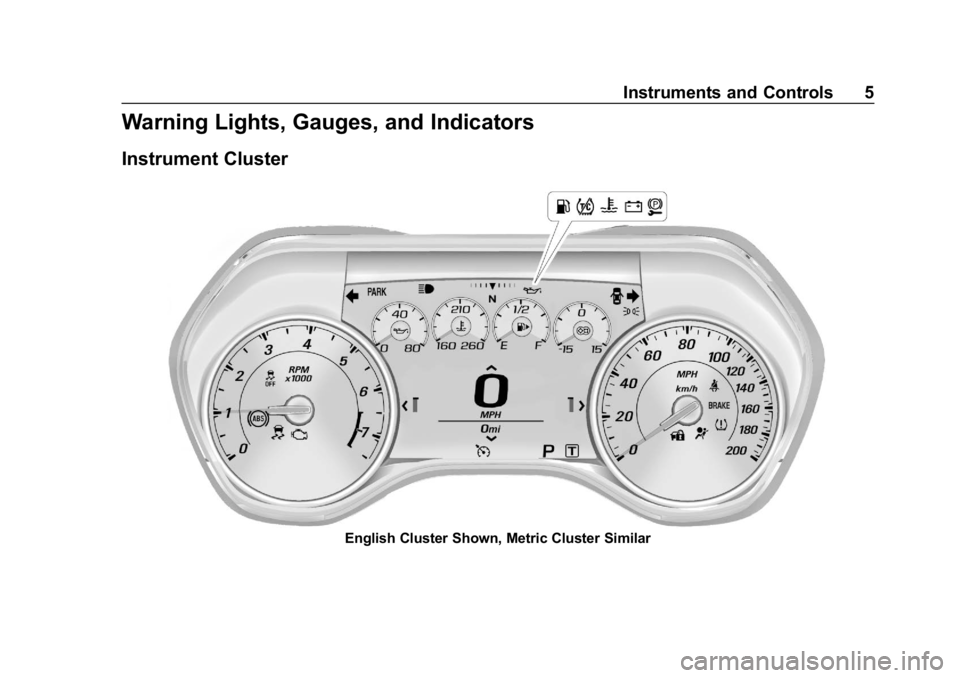 CHEVROLET CAMARO 2019 High Performance Owner Manual Chevrolet Camaro High Performance Owner Manual Supplement (GMNA-
Localizing-U.S./Canada/Mexico-12461812) - 2019 - crc - 11/7/18
Instruments and Controls 5
Warning Lights, Gauges, and Indicators
Instru CHEVROLET CAMARO 2019 High Performance Owner Manual Chevrolet Camaro High Performance Owner Manual Supplement (GMNA-
Localizing-U.S./Canada/Mexico-12461812) - 2019 - crc - 11/7/18
Instruments and Controls 5
Warning Lights, Gauges, and Indicators
Instru
