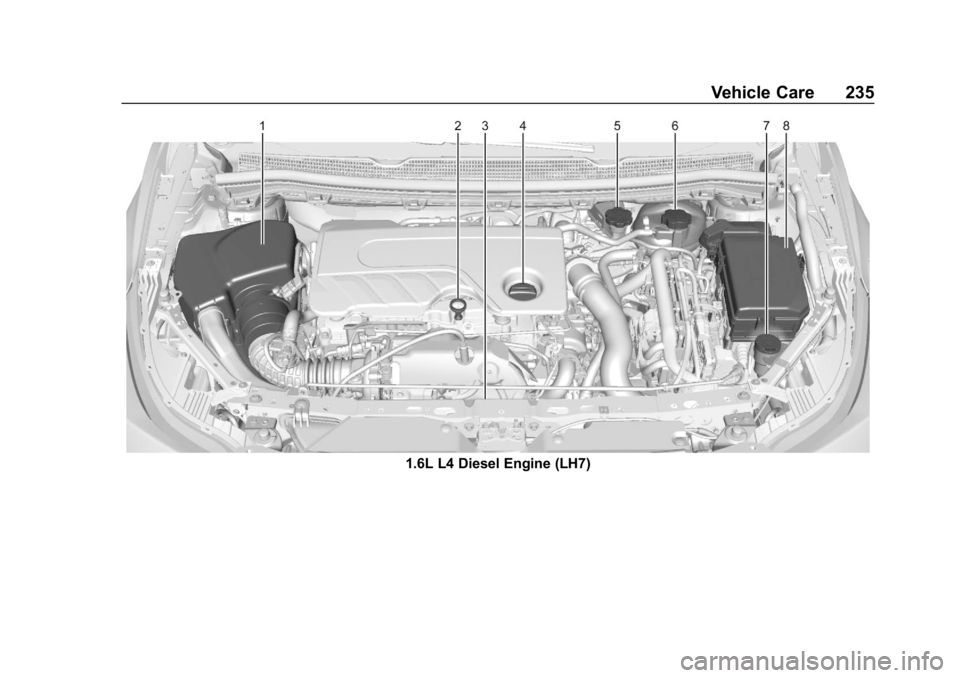 CHEVROLET CRUZE 2019  Track Prep Guide Chevrolet Cruze Owner Manual (GMNA-Localizing-U.S./Canada/Mexico-
12146336) - 2019 - crc - 10/22/18
Vehicle Care 235
1.6L L4 Diesel Engine (LH7) 
