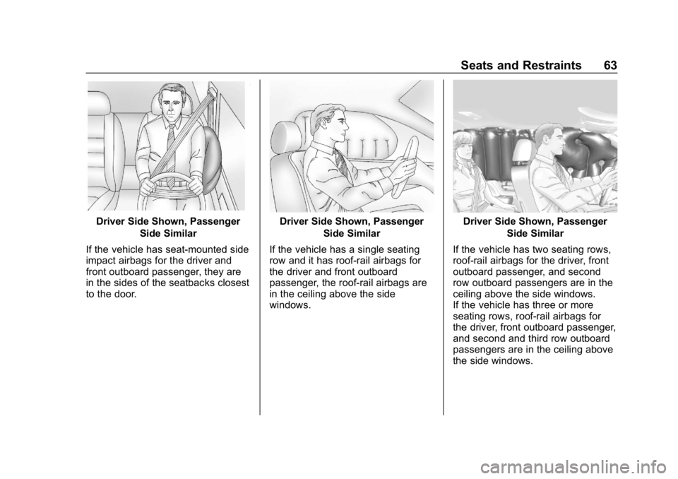 CHEVROLET EXPRESS 2019 Repair Manual Chevrolet Express Owner Manual (GMNA-Localizing-U.S./Canada/Mexico-
12146162) - 2019 - crc - 11/26/18
Seats and Restraints 63
Driver Side Shown, PassengerSide Similar
If the vehicle has seat-mounted s CHEVROLET EXPRESS 2019 Repair Manual Chevrolet Express Owner Manual (GMNA-Localizing-U.S./Canada/Mexico-
12146162) - 2019 - crc - 11/26/18
Seats and Restraints 63
Driver Side Shown, PassengerSide Similar
If the vehicle has seat-mounted s