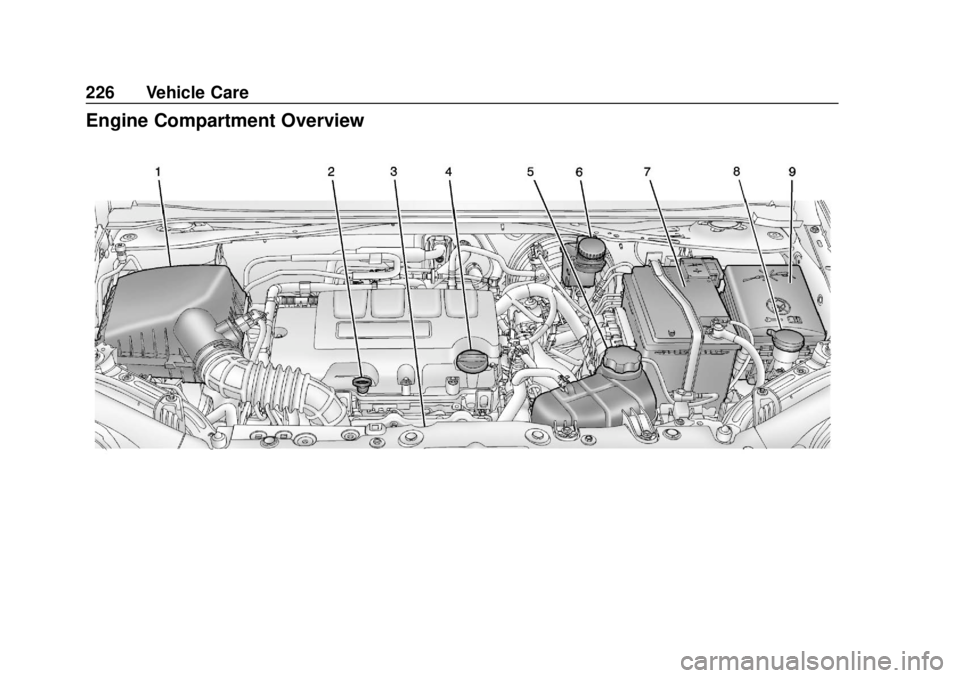 CHEVROLET SONIC 2019 Owners Manual Chevrolet Sonic Owner Manual (GMNA-Localizing-U.S./Canada-12461769) -
2019 - crc - 5/21/18
226 Vehicle Care
Engine Compartment Overview CHEVROLET SONIC 2019 Owners Manual Chevrolet Sonic Owner Manual (GMNA-Localizing-U.S./Canada-12461769) -
2019 - crc - 5/21/18
226 Vehicle Care
Engine Compartment Overview
