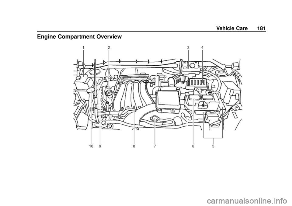CHEVROLET CITY EXPRESS 2018  Owners Manual Chevrolet City Express Owner Manual (GMNA-Localizing-U.S./Canada-
11683523) - 2018 - CRC - 7/10/17
Vehicle Care 181
Engine Compartment Overview 