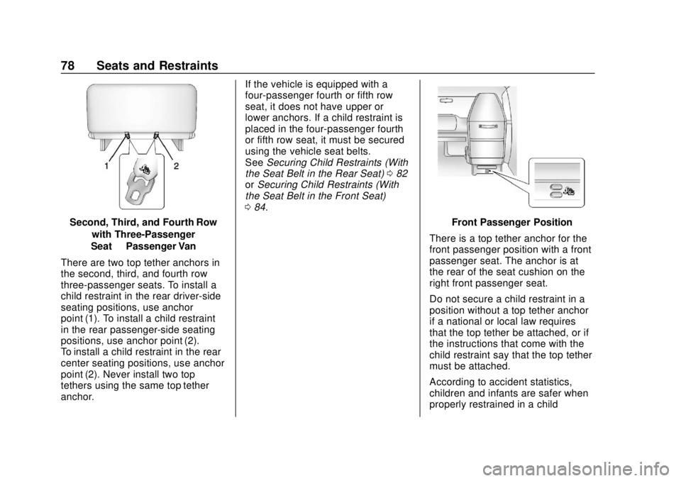 CHEVROLET EXPRESS 2018 Manual PDF Chevrolet Express Owner Manual (GMNA-Localizing-U.S./Canada/Mexico-
11374212) - 2018 - crc - 2/2/18
78 Seats and Restraints
Second, Third, and Fourth Rowwith Three-Passenger
Seat —Passenger Van
Ther CHEVROLET EXPRESS 2018 Manual PDF Chevrolet Express Owner Manual (GMNA-Localizing-U.S./Canada/Mexico-
11374212) - 2018 - crc - 2/2/18
78 Seats and Restraints
Second, Third, and Fourth Rowwith Three-Passenger
Seat —Passenger Van
Ther