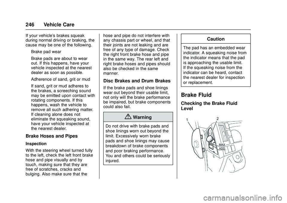 CHEVROLET LOW CAB FORWARD 2018  Owners Manual Chevrolet Low Cab Forward Owner Manual (GMNA-Localizing-U.S.-
11254764) - 2018 - crc - 12/5/16
246 Vehicle Care
If your vehicle's brakes squeak
during normal driving or braking, the
cause may be o