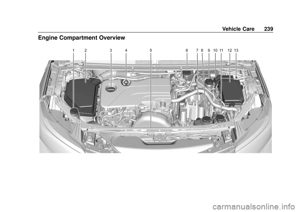 CHEVROLET VOLT 2018  Owners Manual Chevrolet VOLT Owner Manual (GMNA-Localizing-U.S./Canada/Mexico-
11349113) - 2018 - crc - 10/12/17
Vehicle Care 239
Engine Compartment Overview 
