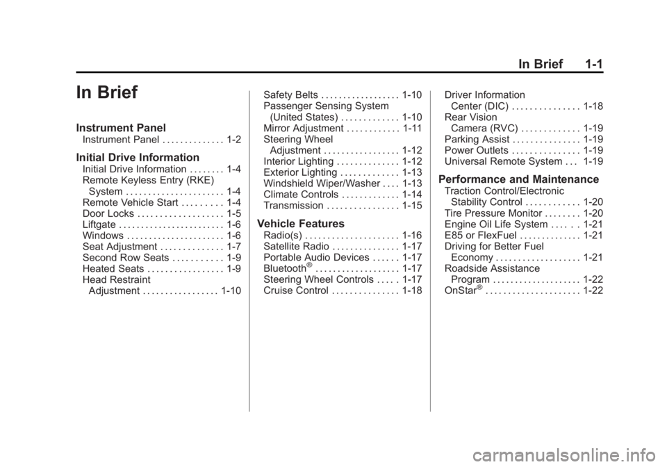 CHEVROLET CAPTIVA SPORT 2015  Owners Manual Black plate (1,1)Chevrolet Captiva Sport Owner Manual (GMNA-Localizing-U.S./Mexico-
7576028) - 2015 - First Edition - 3/21/14
In Brief 1-1
In Brief
Instrument Panel
Instrument Panel . . . . . . . . . 