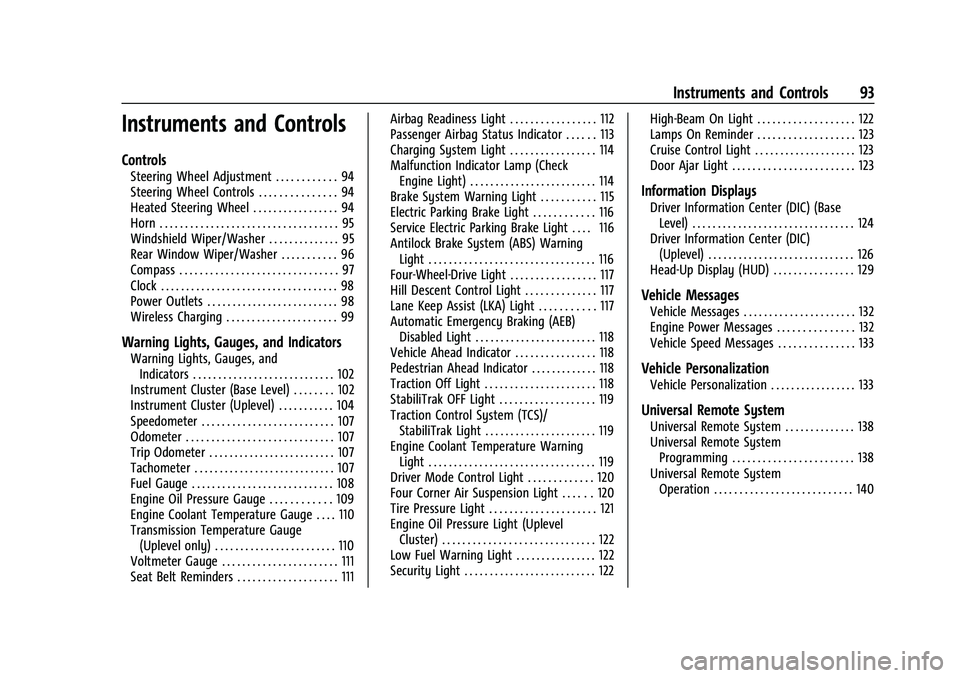 CHEVROLET SUBURBAN 2022 Owners Manual Chevrolet Tahoe/Suburban Owner Manual (GMNA-Localizing-U.S./Canada/
Mexico-15555985) - 2022 - CRC - 12/3/21
Instruments and Controls 93
Instruments and Controls
Controls
Steering Wheel Adjustment . . CHEVROLET SUBURBAN 2022 Owners Manual Chevrolet Tahoe/Suburban Owner Manual (GMNA-Localizing-U.S./Canada/
Mexico-15555985) - 2022 - CRC - 12/3/21
Instruments and Controls 93
Instruments and Controls
Controls
Steering Wheel Adjustment . .