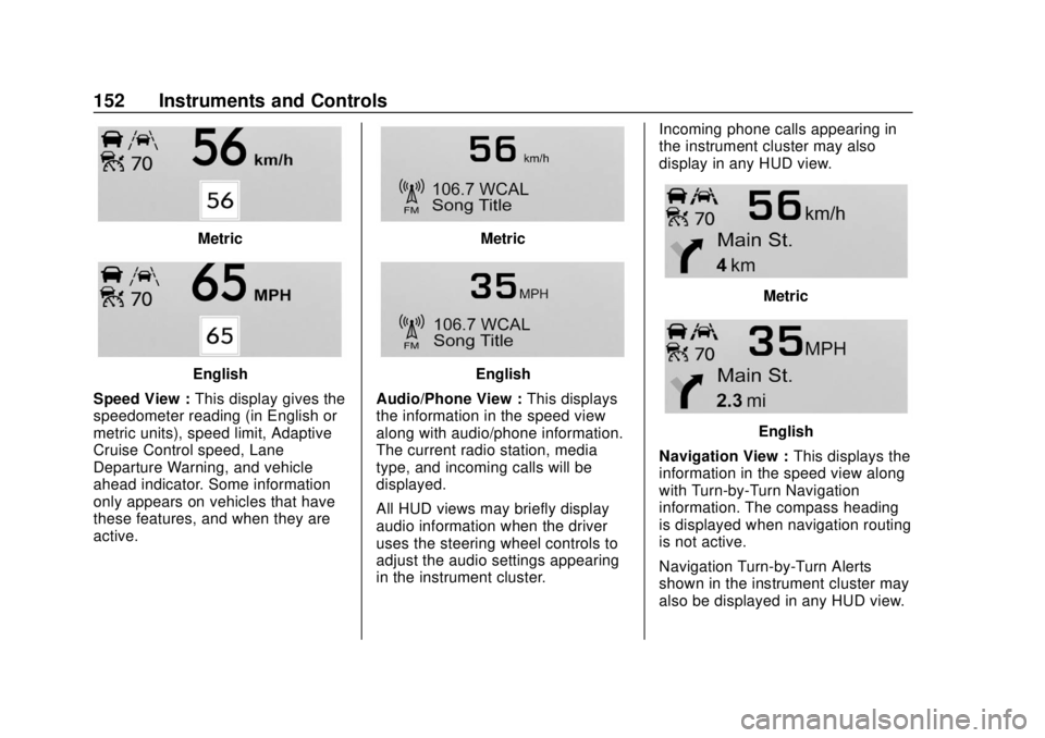 CHEVROLET SUBURBAN 2020 Owners Manual Chevrolet Tahoe/Suburban Owner Manual (GMNA-Localizing-U.S./Canada/
Mexico-13566622) - 2020 - CRC - 4/15/19
152 Instruments and Controls
Metric
English
Speed View : This display gives the
speedometer CHEVROLET SUBURBAN 2020 Owners Manual Chevrolet Tahoe/Suburban Owner Manual (GMNA-Localizing-U.S./Canada/
Mexico-13566622) - 2020 - CRC - 4/15/19
152 Instruments and Controls
Metric
English
Speed View : This display gives the
speedometer