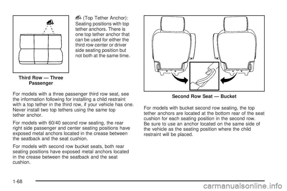 CHEVROLET SUBURBAN 2009 Manual PDF i(Top Tether Anchor):
Seating positions with top
tether anchors. There is
one top tether anchor that
can be used for either the
third row center or driver
side seating position but
not both at the sam CHEVROLET SUBURBAN 2009 Manual PDF i(Top Tether Anchor):
Seating positions with top
tether anchors. There is
one top tether anchor that
can be used for either the
third row center or driver
side seating position but
not both at the sam