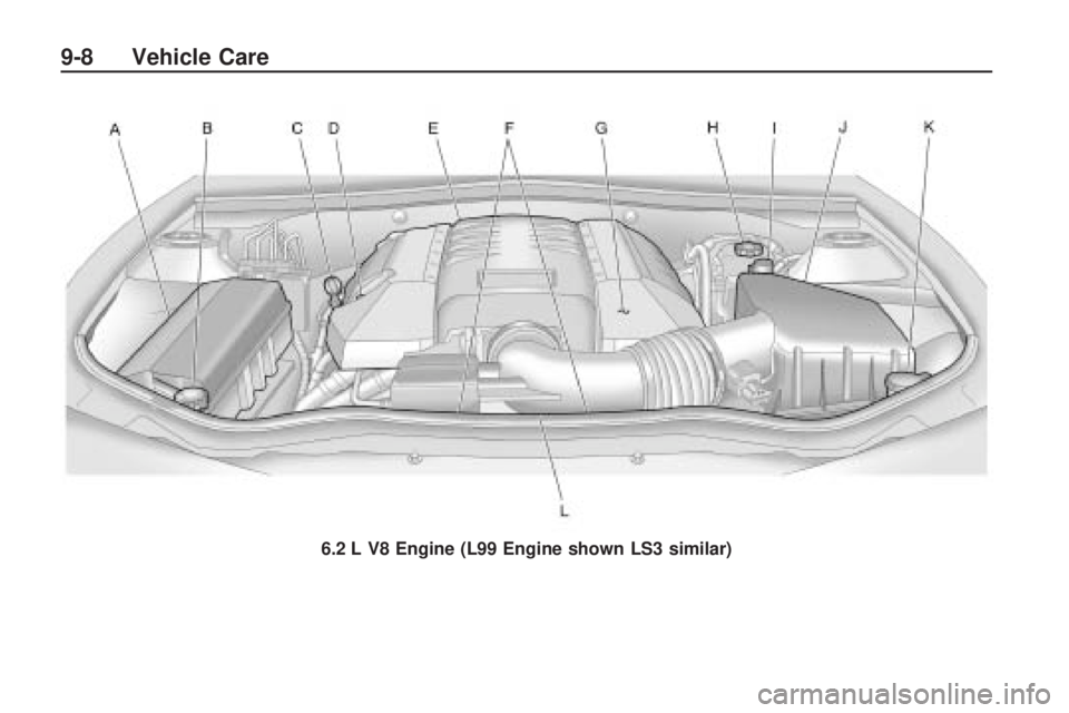 CHEVROLET CAMARO SS 2010 Owners Manual 6.2 L V8 Engine (L99 Engine shown LS3 similar)
9-8 Vehicle Care CHEVROLET CAMARO SS 2010 Owners Manual 6.2 L V8 Engine (L99 Engine shown LS3 similar)
9-8 Vehicle Care