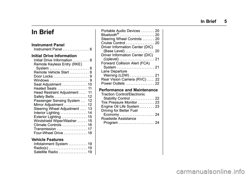 CHEVROLET COLORADO Z71 2016 Owners Manual Chevrolet Colorado Owner Manual (GMNA-Localizing-U.S/Canada/Mexico-
9159327) - 2016 - crc - 8/28/15
In Brief 5
In Brief
Instrument Panel
Instrument Panel . . . . . . . . . . . . . . . . 6
Initial Driv CHEVROLET COLORADO Z71 2016 Owners Manual Chevrolet Colorado Owner Manual (GMNA-Localizing-U.S/Canada/Mexico-
9159327) - 2016 - crc - 8/28/15
In Brief 5
In Brief
Instrument Panel
Instrument Panel . . . . . . . . . . . . . . . . 6
Initial Driv