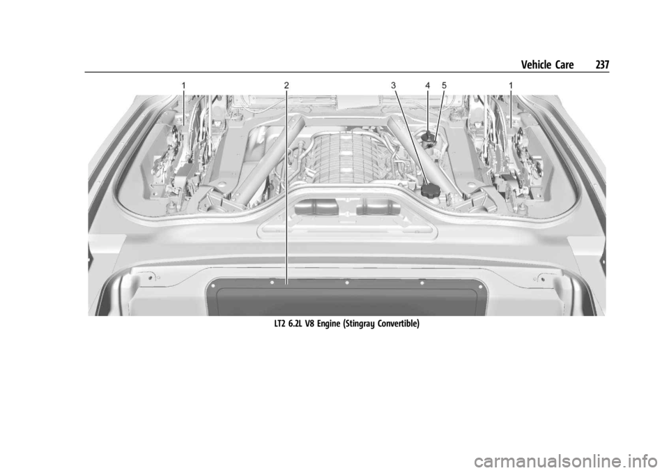 CHEVROLET CORVETTE 2023 Owners Manual Chevrolet Corvette Owner Manual (GMNA-Localizing-U.S./Canada/Mexico-
16287457) - 2023 - CRC - 3/10/22
Vehicle Care 237
LT2 6.2L V8 Engine (Stingray Convertible) CHEVROLET CORVETTE 2023 Owners Manual Chevrolet Corvette Owner Manual (GMNA-Localizing-U.S./Canada/Mexico-
16287457) - 2023 - CRC - 3/10/22
Vehicle Care 237
LT2 6.2L V8 Engine (Stingray Convertible)