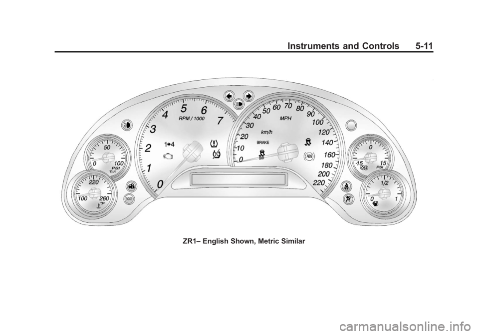 CHEVROLET CORVETTE C6 2012 Owners Manual Black plate (11,1)Chevrolet Corvette Owner Manual - 2012
Instruments and Controls 5-11
ZR1–English Shown, Metric Similar CHEVROLET CORVETTE C6 2012 Owners Manual Black plate (11,1)Chevrolet Corvette Owner Manual - 2012
Instruments and Controls 5-11
ZR1–English Shown, Metric Similar