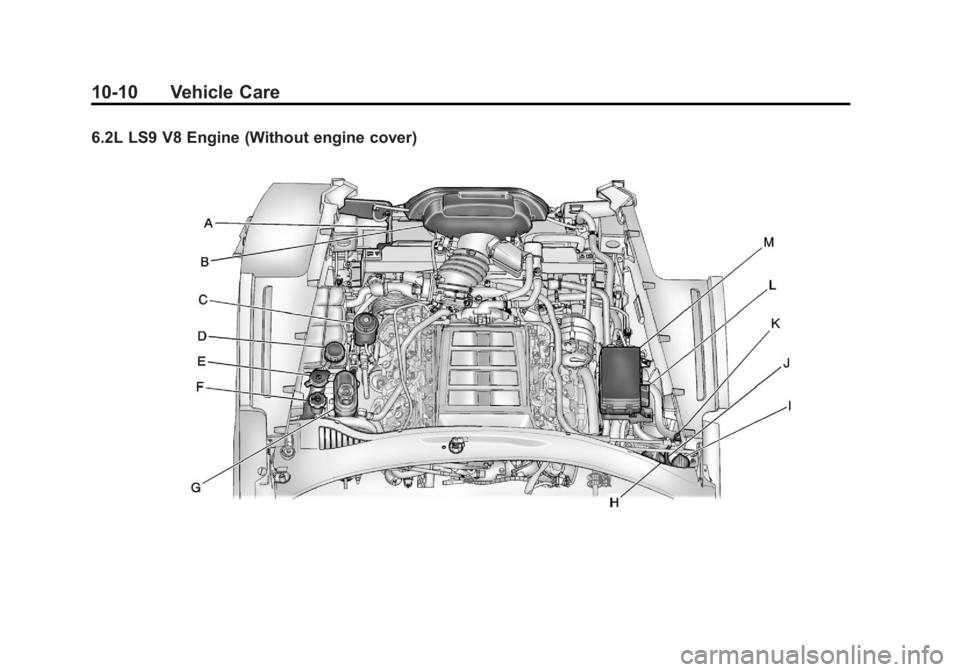 CHEVROLET CORVETTE C6 2012  Owners Manual Black plate (10,1)Chevrolet Corvette Owner Manual - 2012
10-10 Vehicle Care
6.2L LS9 V8 Engine (Without engine cover) 