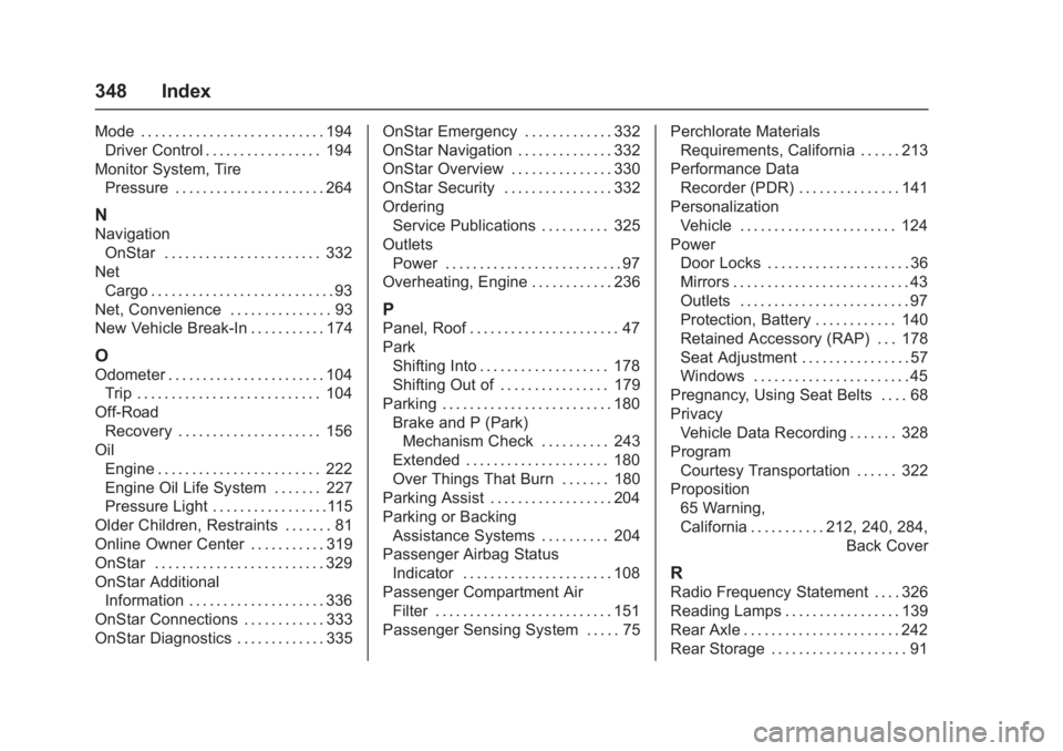 CHEVROLET CORVETTE C7 2018 Owners Manual Chevrolet Corvette Owner Manual (GMNA-Localizing-U.S./Canada/Mexico-
11374030) - 2018 - crc - 4/5/17
348 Index
Mode . . . . . . . . . . . . . . . . . . . . . . . . . . . 194Driver Control . . . . . . CHEVROLET CORVETTE C7 2018 Owners Manual Chevrolet Corvette Owner Manual (GMNA-Localizing-U.S./Canada/Mexico-
11374030) - 2018 - crc - 4/5/17
348 Index
Mode . . . . . . . . . . . . . . . . . . . . . . . . . . . 194Driver Control . . . . . .