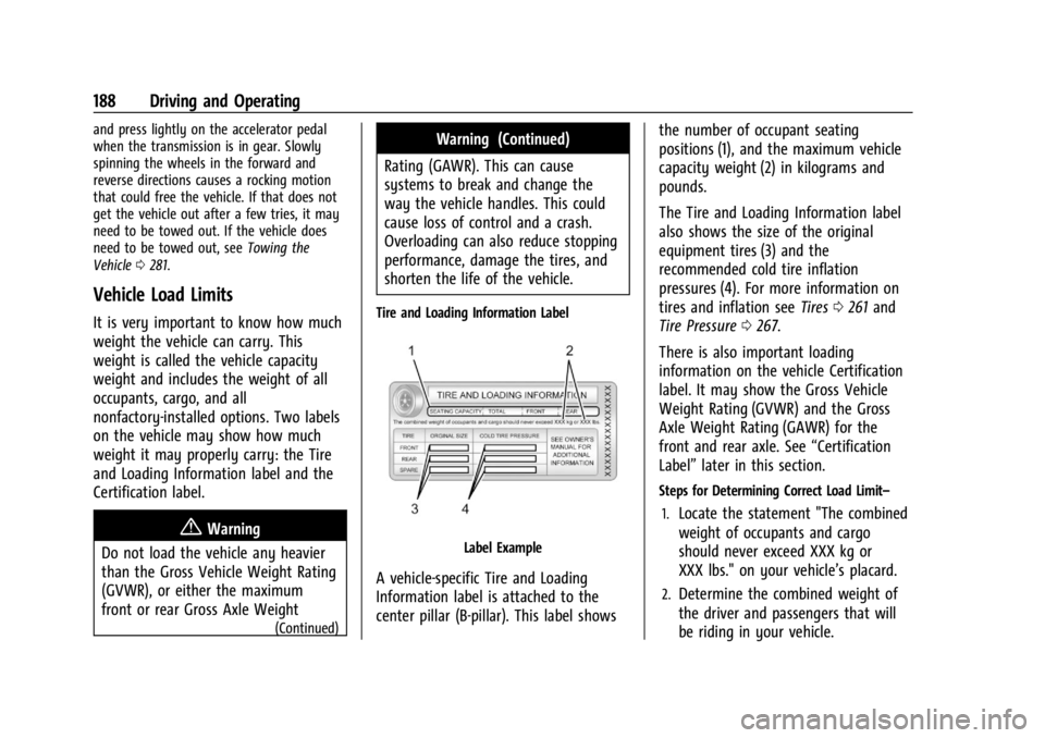 CHEVROLET CORVETTE C8 2021 Owners Manual Chevrolet Corvette Owner Manual (GMNA-Localizing-U.S./Canada/Mexico-
14622938) - 2021 - CRC - 9/22/20
188 Driving and Operating
and press lightly on the accelerator pedal
when the transmission is in g CHEVROLET CORVETTE C8 2021 Owners Manual Chevrolet Corvette Owner Manual (GMNA-Localizing-U.S./Canada/Mexico-
14622938) - 2021 - CRC - 9/22/20
188 Driving and Operating
and press lightly on the accelerator pedal
when the transmission is in g