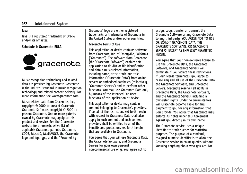 CHEVROLET CORVETTE 2022 Owners Manual Chevrolet Corvette Owner Manual (GMNA-Localizing-U.S./Canada/Mexico-
15342622) - 2022 - CRC - 5/4/21
162 Infotainment System
Java
Java is a registered trademark of Oracle
and/or its affiliates.
Schedu CHEVROLET CORVETTE 2022 Owners Manual Chevrolet Corvette Owner Manual (GMNA-Localizing-U.S./Canada/Mexico-
15342622) - 2022 - CRC - 5/4/21
162 Infotainment System
Java
Java is a registered trademark of Oracle
and/or its affiliates.
Schedu