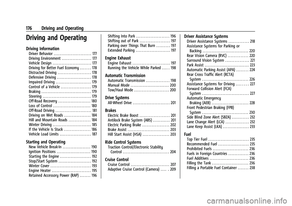 CHEVROLET EQUINOX 2023 Owners Manual Chevrolet Equinox Owner Manual (GMNA-Localizing-U.S./Canada-
16540728) - 2023 - crc - 6/16/22
176 Driving and Operating
Driving and Operating
Driving Information
Driver Behavior . . . . . . . . . . . CHEVROLET EQUINOX 2023 Owners Manual Chevrolet Equinox Owner Manual (GMNA-Localizing-U.S./Canada-
16540728) - 2023 - crc - 6/16/22
176 Driving and Operating
Driving and Operating
Driving Information
Driver Behavior . . . . . . . . . . .