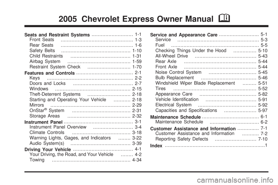CHEVROLET EXPRESS 2005  Owners Manual 