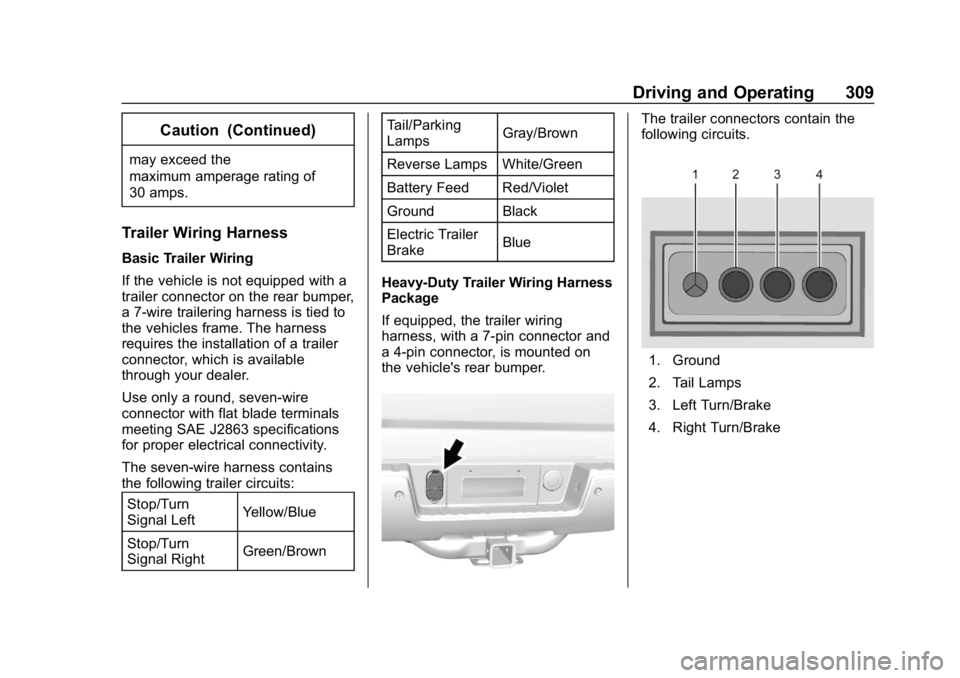 CHEVROLET SILVERADO 3500 2019  Owners Manual Chevrolet Silverado LD 1500 and Silverado 2500/3500 Owner Manual (GMNA-
Localizing-U.S./Canada-12162993) - 2019 - crc - 4/4/18
Driving and Operating 309
Caution (Continued)
may exceed the
maximum ampe