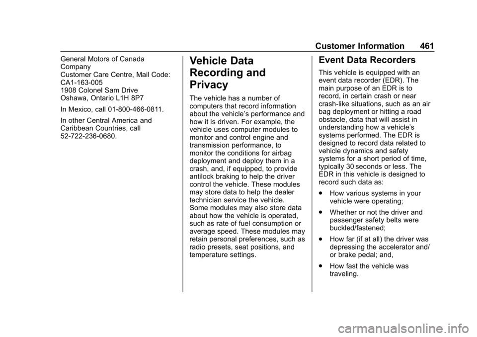 CHEVROLET SILVERADO 2500 2019 Owners Manual Chevrolet Silverado LD 1500 and Silverado 2500/3500 Owner Manual (GMNA-
Localizing-U.S./Canada-12162993) - 2019 - crc - 4/4/18
Customer Information 461
General Motors of Canada
Company
Customer Care C CHEVROLET SILVERADO 2500 2019 Owners Manual Chevrolet Silverado LD 1500 and Silverado 2500/3500 Owner Manual (GMNA-
Localizing-U.S./Canada-12162993) - 2019 - crc - 4/4/18
Customer Information 461
General Motors of Canada
Company
Customer Care C