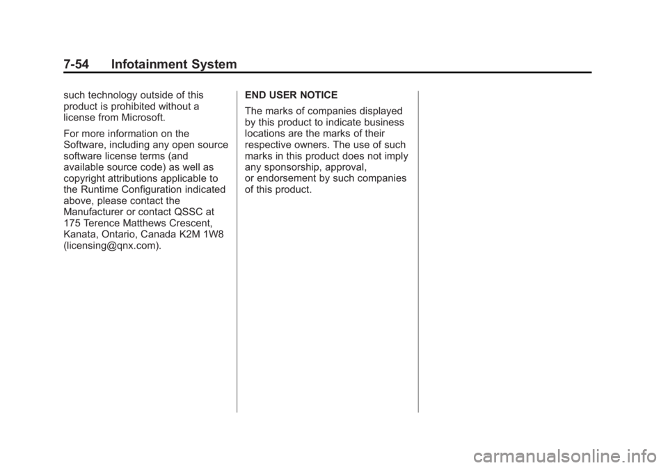 CHEVROLET SILVERADO 1500 2014  Owners Manual Black plate (54,1)Chevrolet Silverado Owner Manual (GMNA-Localizing-U.S./Canada/Mexico-
5853506) - 2014 - CRC 3rd Edition - 8/28/13
7-54 Infotainment System
such technology outside of this
product is 