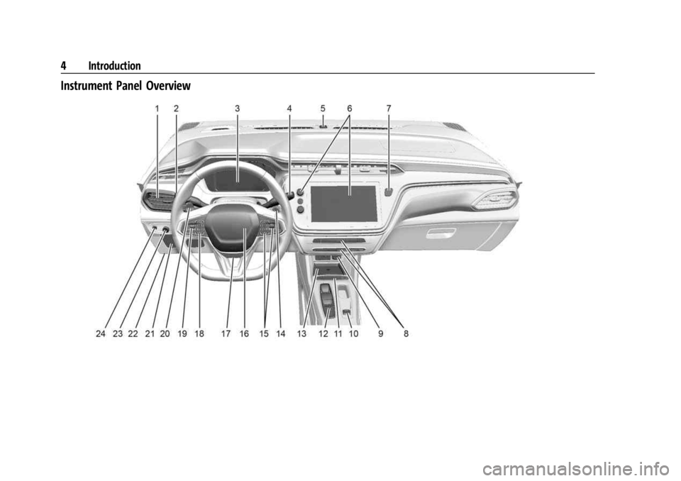 CHEVROLET BOLT EV 2023  Owners Manual Chevrolet BOLT EV Owner Manual (GMNA-Localizing-U.S./Canada-
16404388) - 2023 - CRC - 3/7/22
4 Introduction
Instrument Panel Overview 