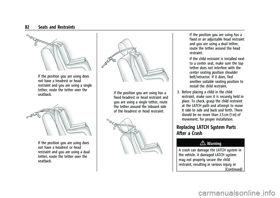 CHEVROLET TAHOE 2023  Owners Manual Chevrolet Tahoe/Suburban Owner Manual (GMNA-Localizing-U.S./Canada/
Mexico-16416971) - 2023 - CRC - 4/25/22
82 Seats and Restraints
If the position you are using does
not have a headrest or head
restr