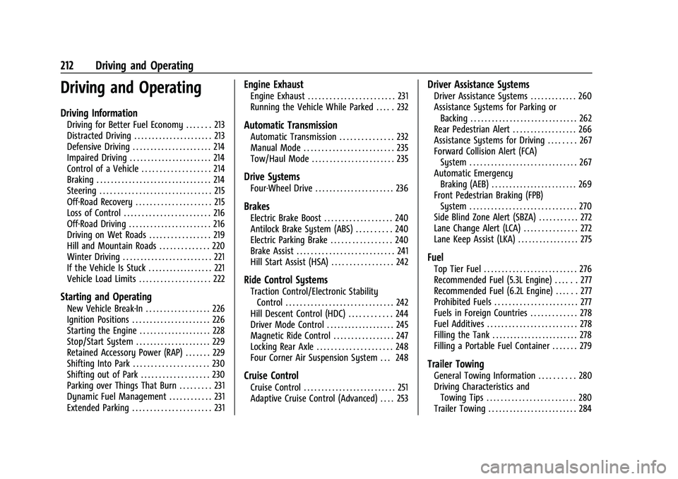 CHEVROLET TAHOE 2022 Owners Manual Chevrolet Tahoe/Suburban Owner Manual (GMNA-Localizing-U.S./Canada/
Mexico-13690484) - 2021 - crc - 8/17/20
212 Driving and Operating
Driving and Operating
Driving Information
Driving for Better Fuel CHEVROLET TAHOE 2022 Owners Manual Chevrolet Tahoe/Suburban Owner Manual (GMNA-Localizing-U.S./Canada/
Mexico-13690484) - 2021 - crc - 8/17/20
212 Driving and Operating
Driving and Operating
Driving Information
Driving for Better Fuel