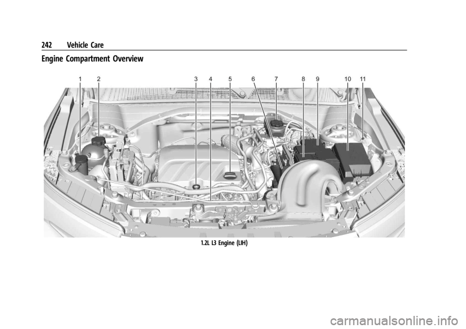 CHEVROLET TRAILBLAZER 2023  Owners Manual Chevrolet Trailblazer Owner Manual (GMNA-Localizing-U.S./Canada-
16263960) - 2023 - CRC - 2/23/22
242 Vehicle Care
Engine Compartment Overview
1.2L L3 Engine (LIH) 