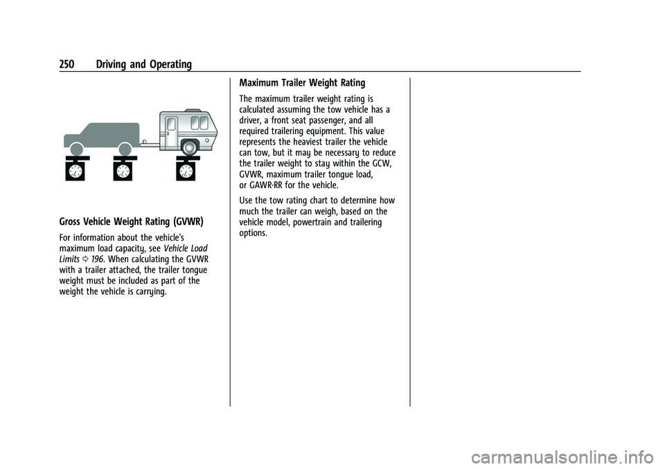 CHEVROLET TRAVERSE 2023 Owners Manual Chevrolet Traverse Owner Manual (GMNA-Localizing-U.S./Canada/Mexico-
16411537) - 2023 - CRC - 3/28/22
250 Driving and Operating
Gross Vehicle Weight Rating (GVWR)
For information about the vehicle' CHEVROLET TRAVERSE 2023 Owners Manual Chevrolet Traverse Owner Manual (GMNA-Localizing-U.S./Canada/Mexico-
16411537) - 2023 - CRC - 3/28/22
250 Driving and Operating
Gross Vehicle Weight Rating (GVWR)
For information about the vehicle'