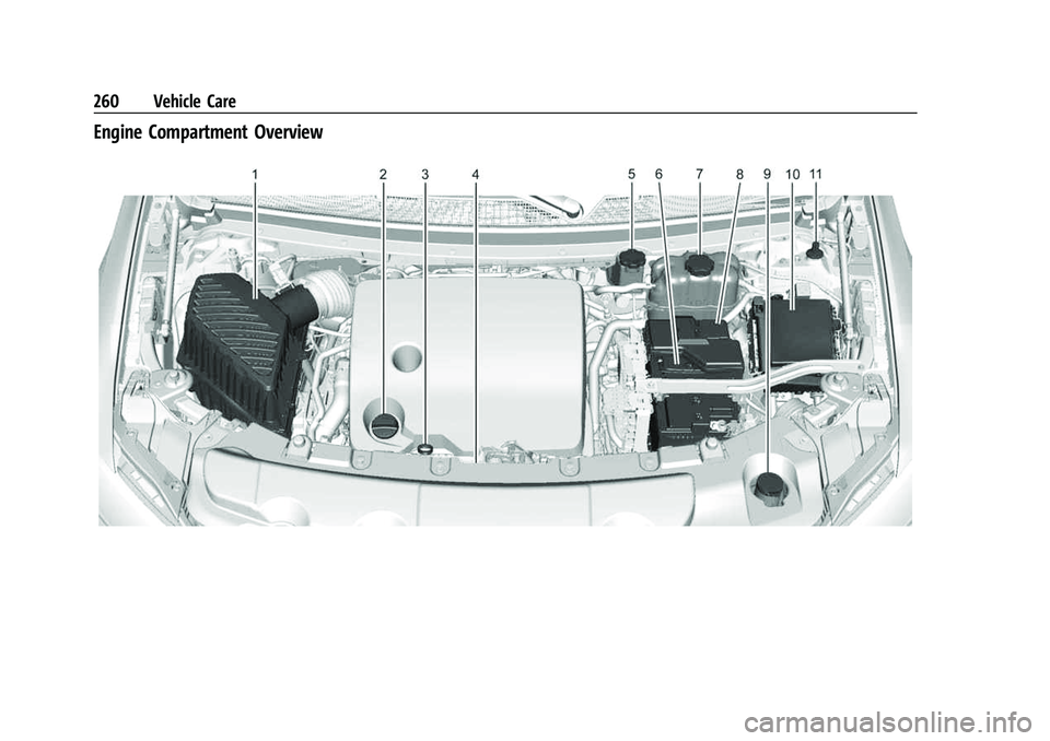 CHEVROLET TRAVERSE 2023 Owners Manual Chevrolet Traverse Owner Manual (GMNA-Localizing-U.S./Canada/Mexico-
16411537) - 2023 - CRC - 3/28/22
260 Vehicle Care
Engine Compartment Overview CHEVROLET TRAVERSE 2023 Owners Manual Chevrolet Traverse Owner Manual (GMNA-Localizing-U.S./Canada/Mexico-
16411537) - 2023 - CRC - 3/28/22
260 Vehicle Care
Engine Compartment Overview