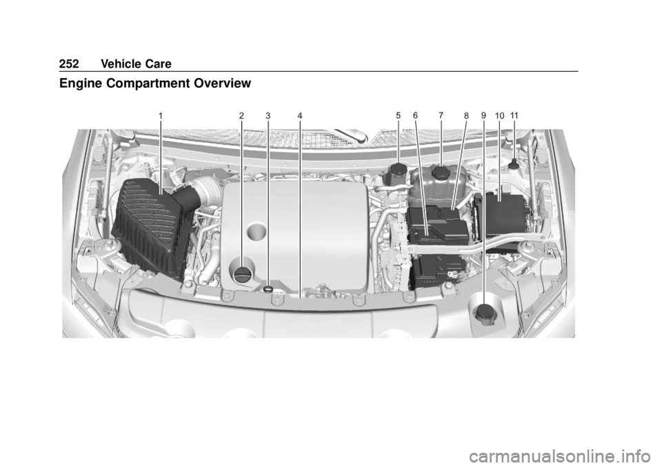 CHEVROLET TRAVERSE 2022  Owners Manual Chevrolet Traverse Owner Manual (GMNA-Localizing-U.S./Canada/Mexico-
13527526) - 2020 - CRC - 9/5/19
252 Vehicle Care
Engine Compartment Overview 
