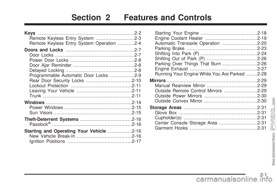 CHEVROLET CLASSIC 2004 Manual PDF Keys...............................................................2-2
Remote Keyless Entry System.........................2-3
Remote Keyless Entry System Operation...........2-4
Doors and Locks...... CHEVROLET CLASSIC 2004 Manual PDF Keys...............................................................2-2
Remote Keyless Entry System.........................2-3
Remote Keyless Entry System Operation...........2-4
Doors and Locks......