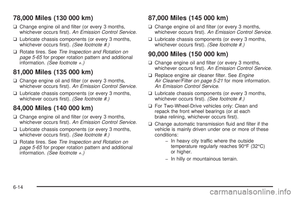 CHEVROLET ASTRO 2005 Owners Guide 78,000 Miles (130 000 km)
❑Change engine oil and �lter (or every 3 months,
whichever occurs �rst).An Emission Control Service.
❑Lubricate chassis components (or every 3 months,
whichever occurs �r