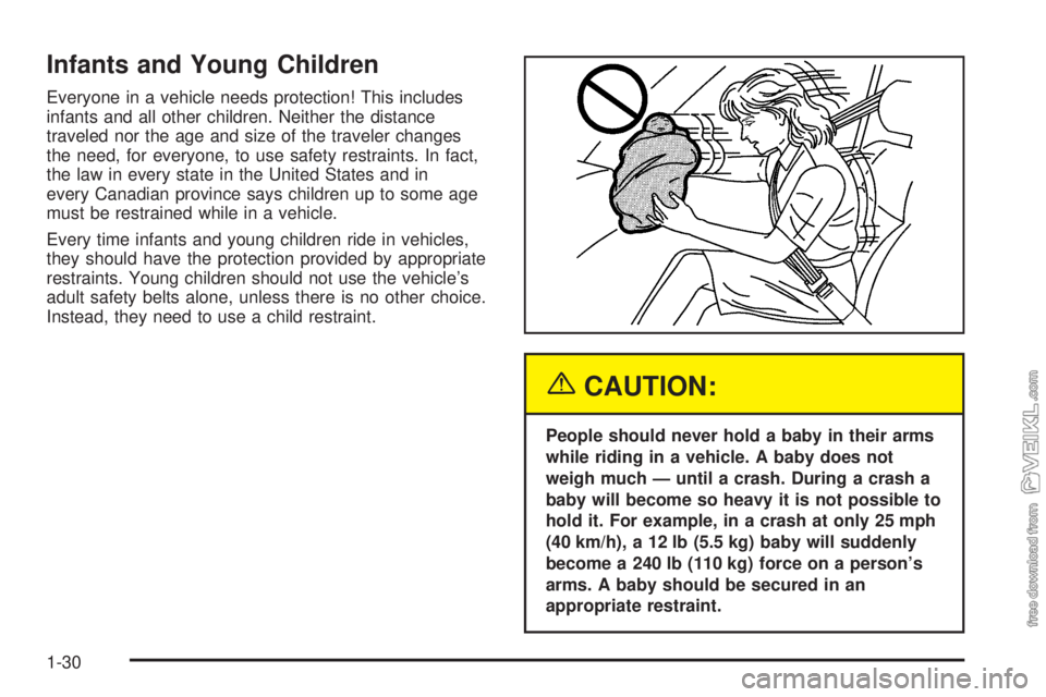CHEVROLET KODIAK 2005 Owners Guide Infants and Young Children
Everyone in a vehicle needs protection! This includes
infants and all other children. Neither the distance
traveled nor the age and size of the traveler changes
the need, fo