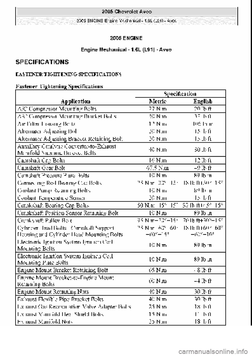 CHEVROLET AVEO 2002  Service Repair Manual 