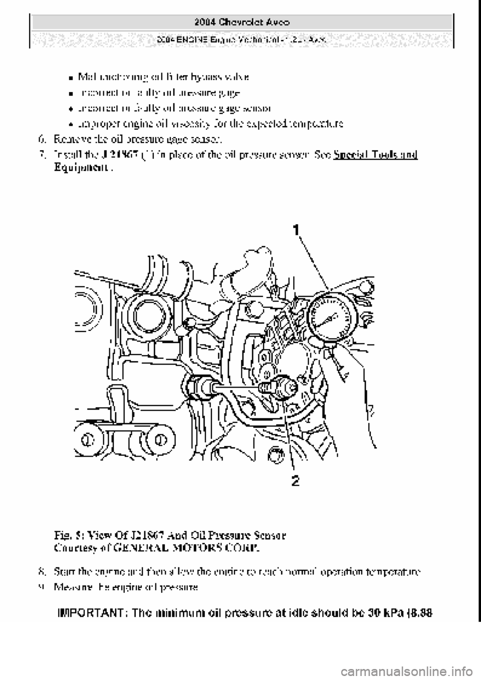 CHEVROLET AVEO 2002  Service User Guide 